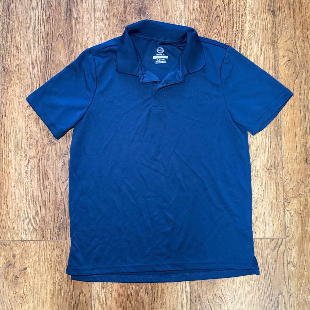 Wonder Nation Boys XL 14-16 Navy Blue Short Sleeve Performance Polo Shirt School